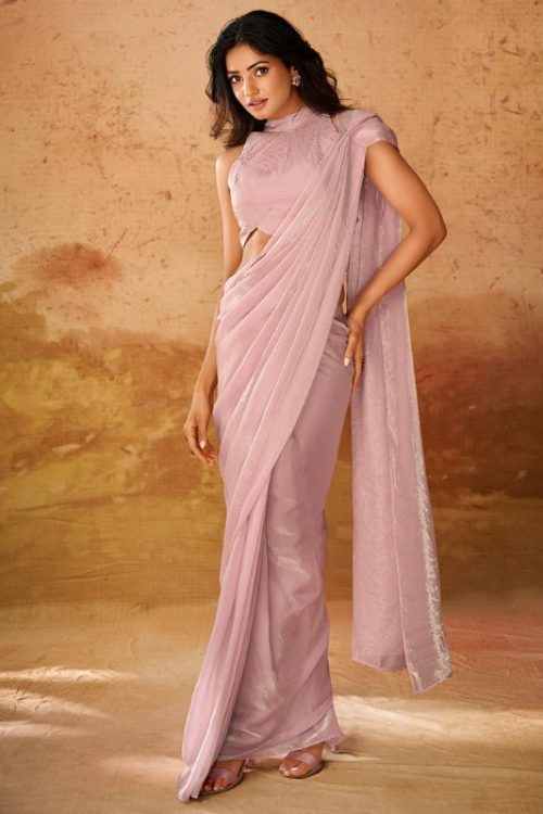 Pink Organza Designer Stylish Readymade Saree