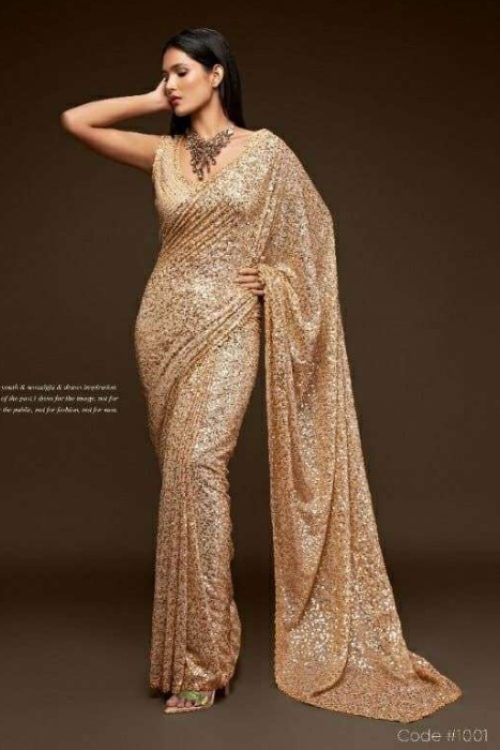 Sequin Designer Woman Georgette Saree