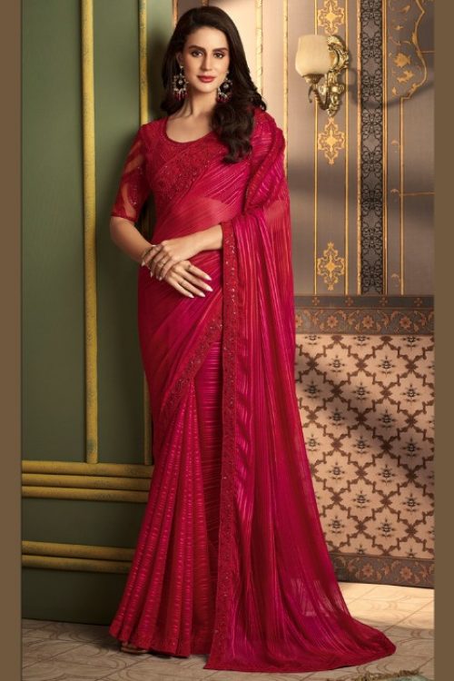 Magenta Pink Designer Blouse & Saree