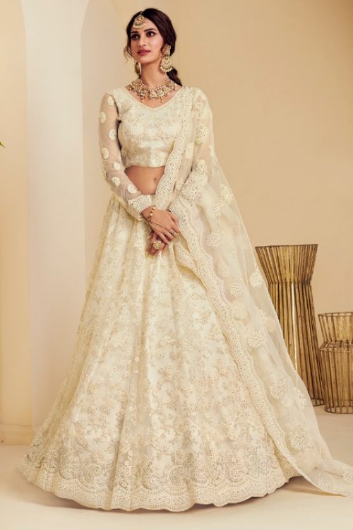 White Ring Ceremony Lehenga for Engagement