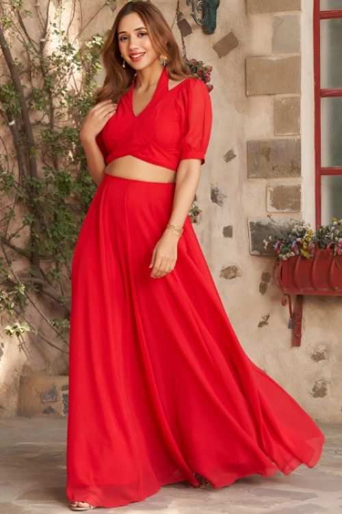 Red Chic Georgette Casual Co-ord Set