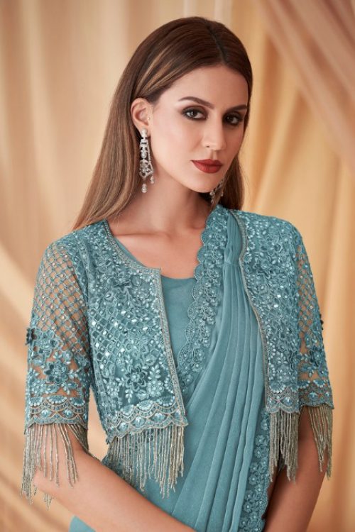 Bead Hand Work Designer Blouse & Georgette Saree