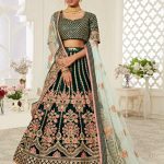 Dark Green Velvet Lehenga for Sangeet Wedding