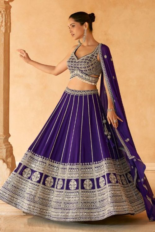 Designer Purple Georgette Lehenga Choli