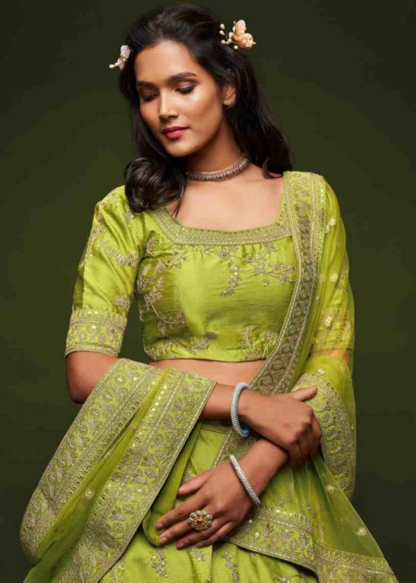 Light Green Lehenga Choli in Silk for Sangeet