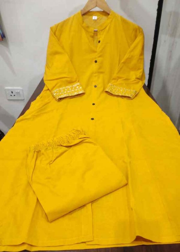 Yellow Solid Kurti & Pant Coord Set