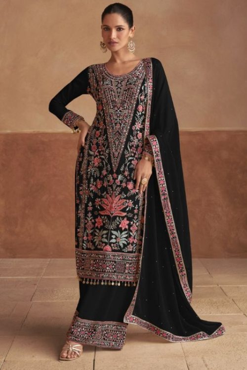 Black Muslim Style Festive Plazzo Suit