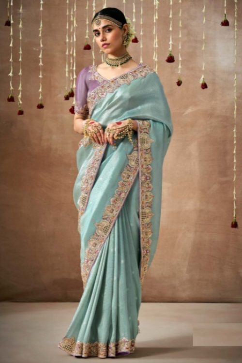 Sky Bridal Indian wedding Designer Organza Women’s Sari