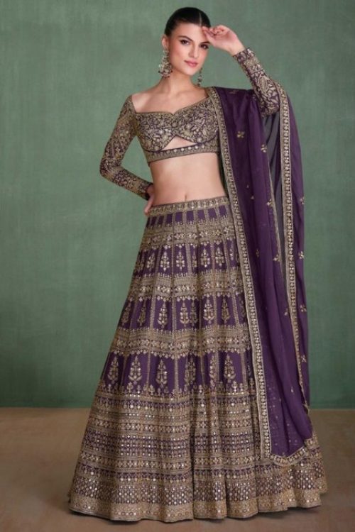 Purple Sangeet Special Georgette Designer Lehenga choli