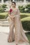 Cream Color Tissue Silk Designer Saree for Wedding