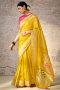 Yellow Kora Banarasi Saree with Pink Blouse