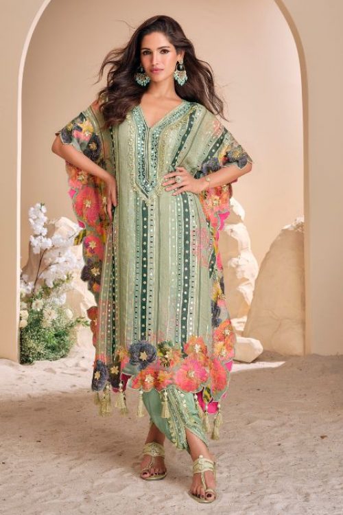 Multicolor Trendy Kaftan with Tulip Pant for Wedding