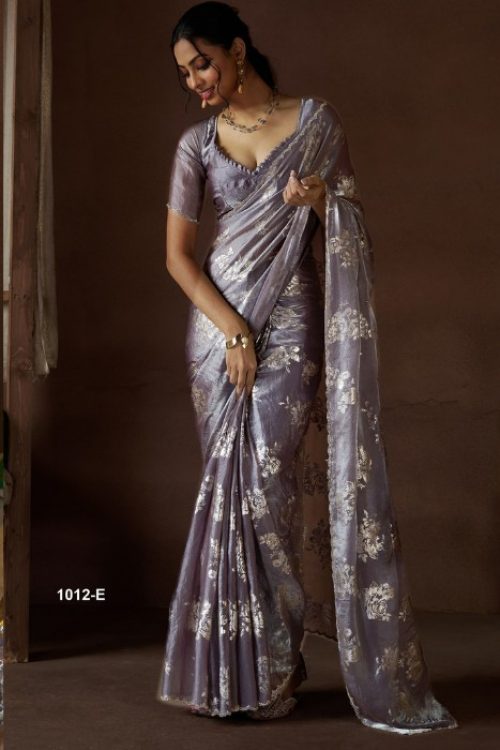 Dusty Grey Zarkan Styled Woman Saree