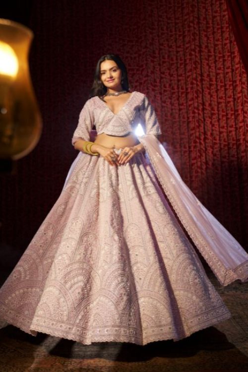 Bridal Lilac Embellished Designer Lehenga Choli