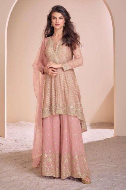 Radiating Sharara light Pink with Saroski Work