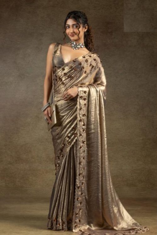 Shimmer Shaded Satin Party wear Saree